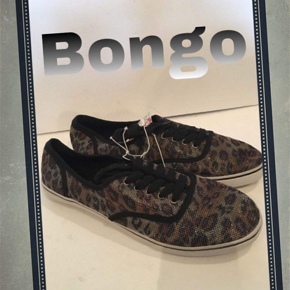 New Bongo Leopard Sparkle Laceless Tennis Shoes 11
